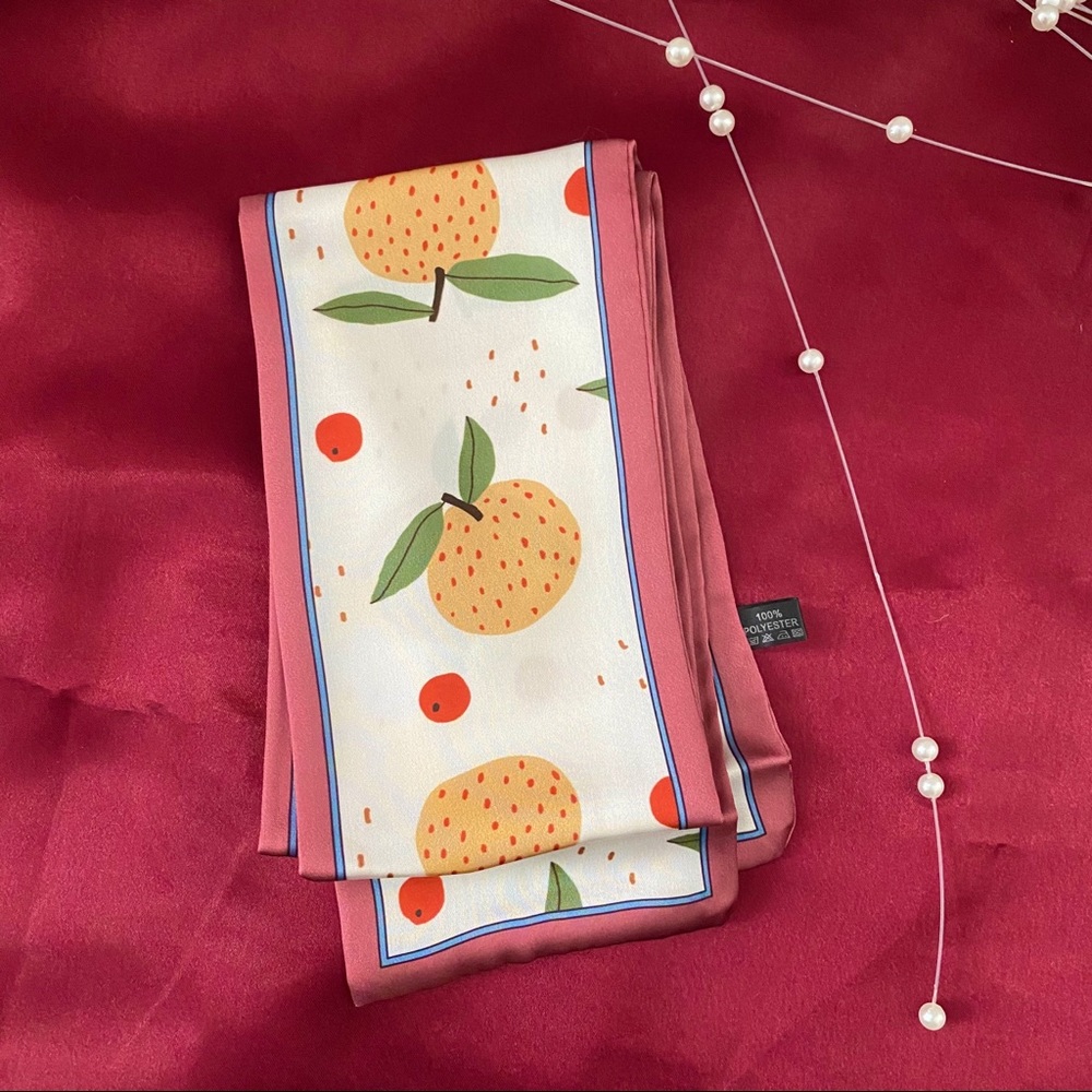 🍊🧣Fruit Orange/Art Prints Narrow Scarf - Picture 4 of 5